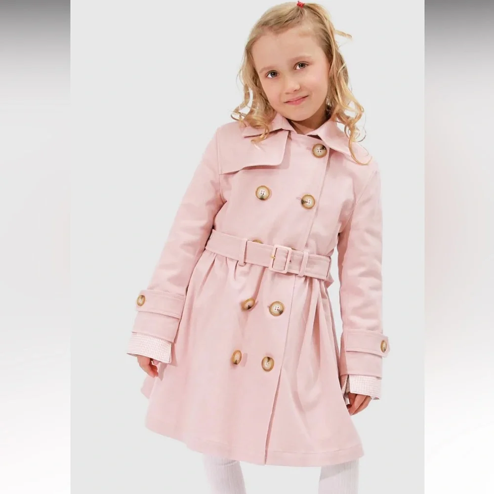 NWT Bell & Bloom Miss Sunshine Kids Trench Coat Soft Pastel Pink  Sz 6 (Girls)
